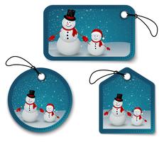 Conjunto de bolhas de Natal, adesivos, rótulos. com boneco de neve vetor