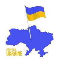 ore pela ilustração do conceito da ucrânia com bandeira nacional, mão e mapa. bandeira ucraniana rezando ilustração vetorial de conceito. rezar pela paz parar a guerra contra a ucrânia vetor