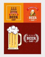 conjunto de banners, do dia internacional da cerveja, celebração de agosto com decoração vetor
