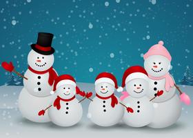 família de boneco de neve fundo de Natal vetor