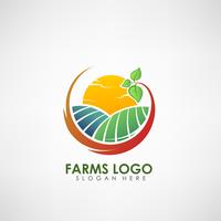 Modelo de logotipo do conceito de fazenda. Rótulo para produtos agrícolas naturais. Ilustração vetorial vetor
