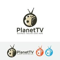 design de logotipo de vetor de televisão do planeta