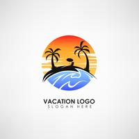 Modelo de logotipo do conceito de férias. Etiqueta para férias e viagens. Ilustração vetorial
