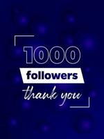 1000 seguidores, banner azul para redes sociais vetor