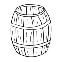 barril linear doodle dos desenhos animados isolado no fundo branco. vetor