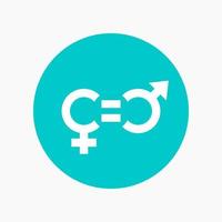 ícone de equidade de gênero, sinal de vetor redondo