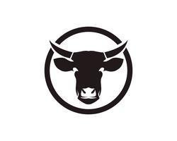 Símbolos de cabeça de vaca e modelo de vetor de logotipo