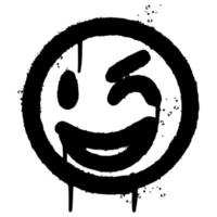 graffiti sorridente rosto emoticon pulverizado isolado no fundo branco. ilustração vetorial. vetor