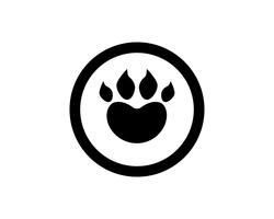 Logotipo de animal de estimação de cão de impressão de pé e símbolos vetor
