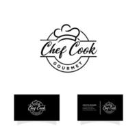 design de logotipo de cozinha de chapéu de chef vetor