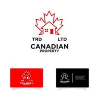 logotipo da linha de propriedade canadense de bordo vermelho vetor