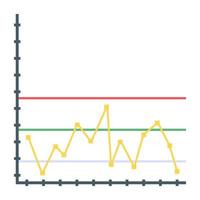 ícone plano de gráfico de linhas, conceito de relatório financeiro vetor