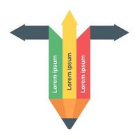 gráfico de dados de forma de lápis, ícone plano de infográfico criativo vetor