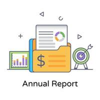ícone de estilo simples de relatório anual, vetor