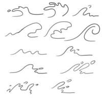 ilustração de conjunto de ondas do rio do mar vetor de doodle desenhado à mão