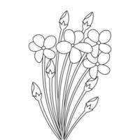 design de arte de linha de página para colorir flores para livro de colorir vetor
