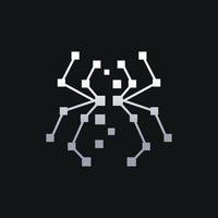 logotipo de aranha abstrato em um fundo preto vetor