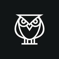 logotipo de coruja preto e branco simples vetor