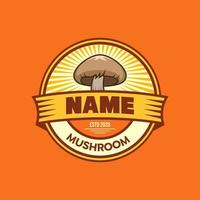 logotipo do restaurante cogumelo com estilo distintivo vetor