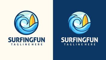 logotipo de esportes de surf com estilo distintivo vetor