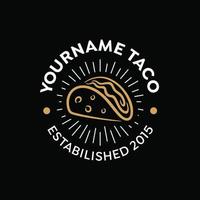 logotipo taco com estilo distintivo e fundo preto vetor