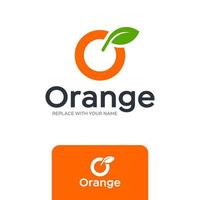 logotipo de frutas laranja com um estilo moderno simples vetor