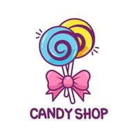 logotipo colorido do conceito de loja de doces vetor