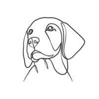 estilo de desenho de linha contínua de cabeça de cachorro vetor