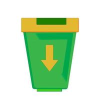 ilustração de uma lata de lixo verde em um fundo branco vetor