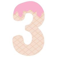 número três em forma de sorvete vetor