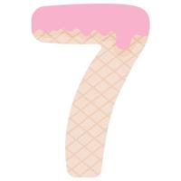 número sete em forma de sorvete vetor
