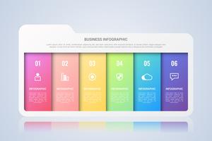 Folder Business Infographic Template com seis etapas rótulo multicolor vetor