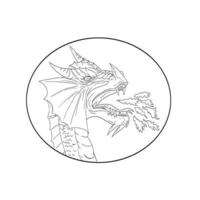 desenho de círculo de fogo de dragão vetor
