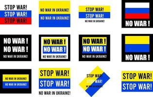 nenhuma guerra na ucrânia. a bandeira da ucrânia e a inscrição - sem guerra na ucrânia. ilustração conceitual do conflito entre a rússia e a ucrânia vetor