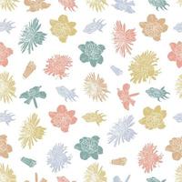 fundo de padrão botânico floral de primavera sem costura adequado com flores de flor de verão para estampas de moda, gráficos, planos de fundo e artesanato vetor