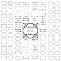 Elementos de design caligráfico. Divisores, quadros de diferentes formas. Vetor