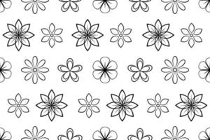 preto e branco sem costura padrão floral com flores simétricas abstratas. ícones de repetição florais para papel de embrulho e padrão têxtil. vetor