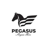 logotipo abstrato do cavalo pegasus preto, simples, exclusivo, premium vetor