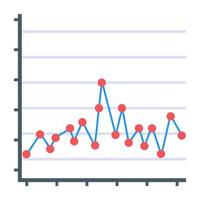 ícone plano de gráfico de linhas, conceito de relatório financeiro vetor