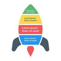 infográfico em foguete, ícone plano de infográfico de inicialização vetor