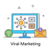 vetor de marketing viral, design de ícones em estilo de contorno plano