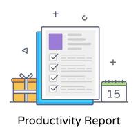 ícone do relatório de produtividade em design de contorno plano vetor