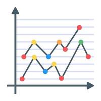 um ícone plano de gráfico de linha vetor