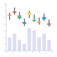 um gráfico de caixa ou um ícone de gráfico de velas em design editável plano vetor