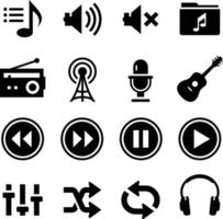 ícones de áudio - série preta vetor