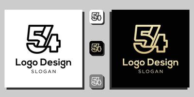números de design de logotipo símbolo numeral contorno de ouro preto com modelo de aplicativo vetor
