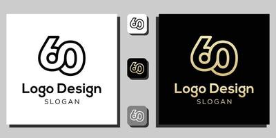 números de design de logotipo símbolo numeral contorno de ouro preto com modelo de aplicativo vetor