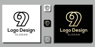 números de design de logotipo símbolo numeral contorno de ouro preto com modelo de aplicativo vetor