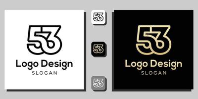 números de design de logotipo símbolo numeral contorno de ouro preto com modelo de aplicativo vetor