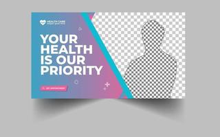banner da web médica e modelo de miniatura de vídeo de saúde vetor